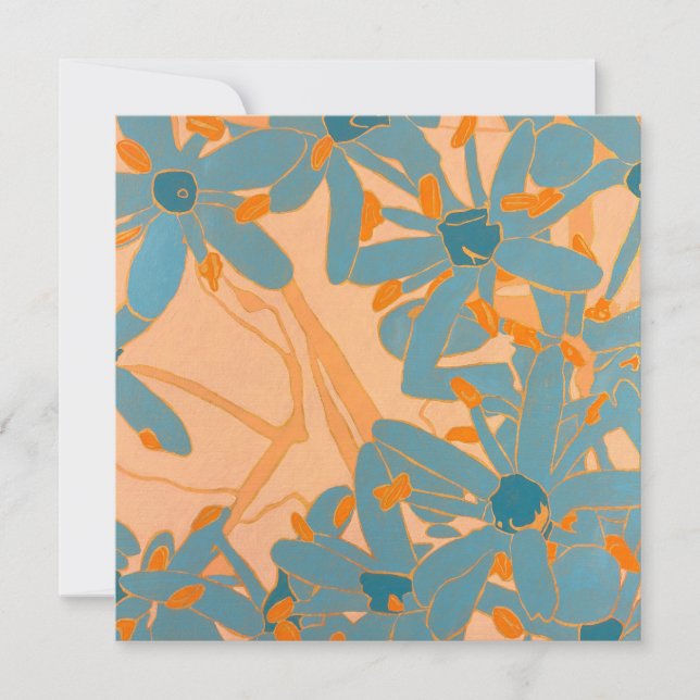 Contemporary Leaf Design Peach Thank You Card (Front)