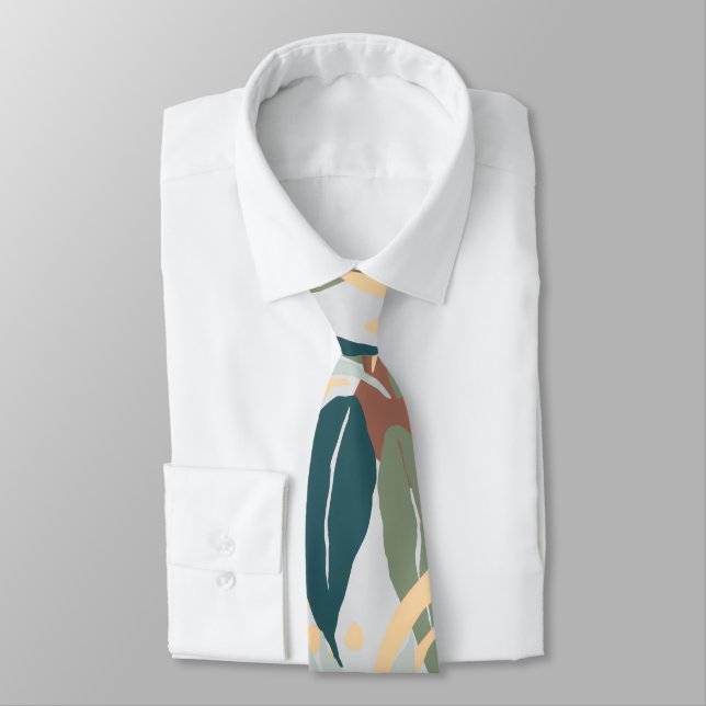 Contemporary Leaf Shapes Tie (Tied)