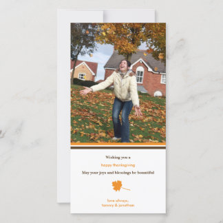 Contemporary leaf Thanksgiving photo greeting Holiday Card