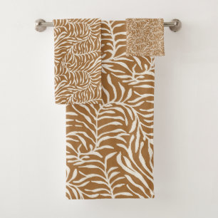 Contemporary leaves bold country Matisse brown Bath Towel Set