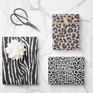 Contemporary Leopard and Zebra  Wrapping Paper Sheet