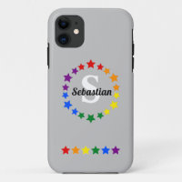 Contemporary LGBT Gay Pride Stars Monogram & Name 