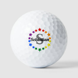 Contemporary LGBT Gay Pride Stars Monogram & Name Golf Balls