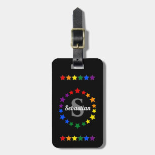 Contemporary LGBT Gay Pride Stars Monogram & Name Luggage Tag