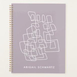 Contemporary Lilac Abstract Line Art Personalised Planner