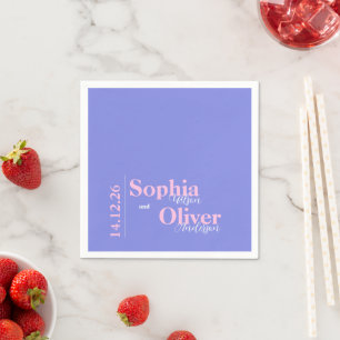 Contemporary Lilac and Pink Minimalist Wedding  Napkin