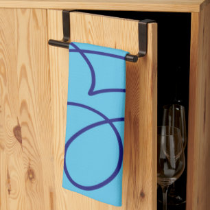 Contemporary Line Art in Blue Tea Towel