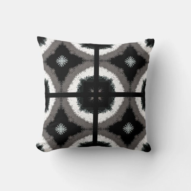 Contemporary Lined Pillow-Black and Whit Cushion (Front)
