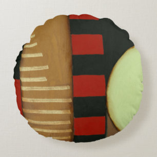 Contemporary Loft Style Panelled Painting Round Cushion