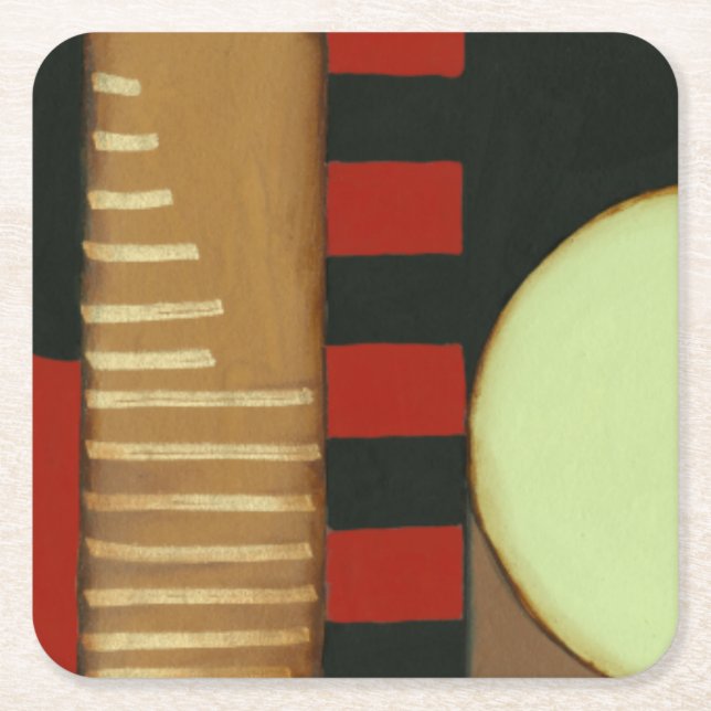 Contemporary Loft Style Panelled Painting Square Paper Coaster (Front)