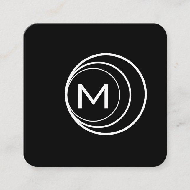 Contemporary Logo Monogram (black / Grey) Square Business Card (Front)