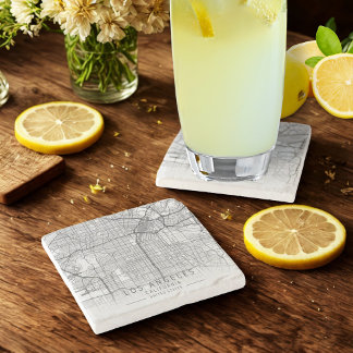 Contemporary Los Angeles California Street Map Stone Coaster