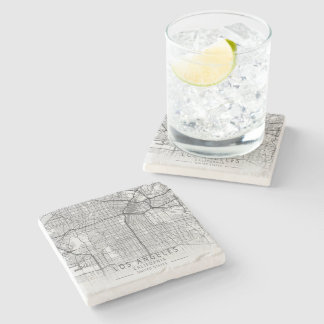 Contemporary Los Angeles California Street Map Stone Coaster