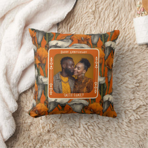 Contemporary Lovebird 5Th Anniversary Throw Pillow