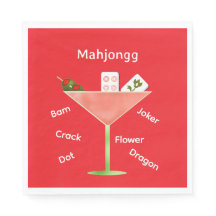 Contemporary Mahjong Martini Paper Napkin