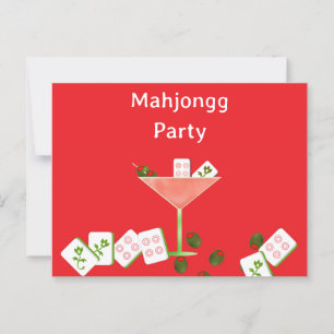 Contemporary Mahjong Party Martini Glass Postcard