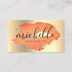 Contemporary Makeup Artist Kiss Stain Metallic Business Card