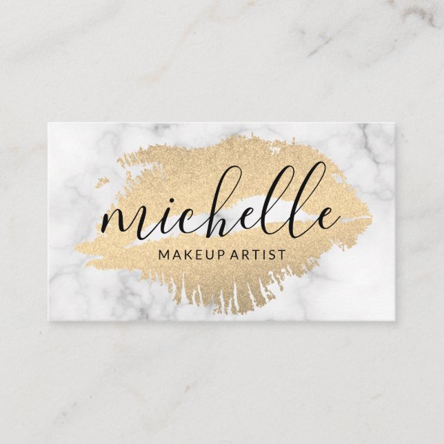 Contemporary Makeup Artist Marble Business Card (Front)