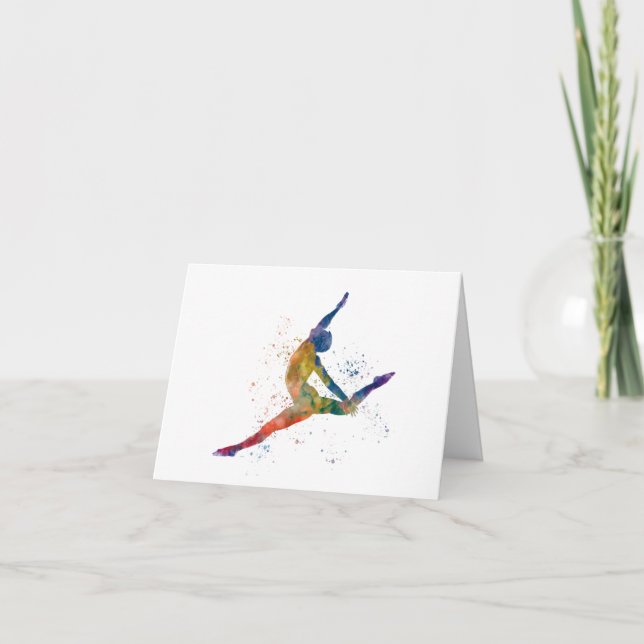 Contemporary male dance in watercolor thank you card (Front)