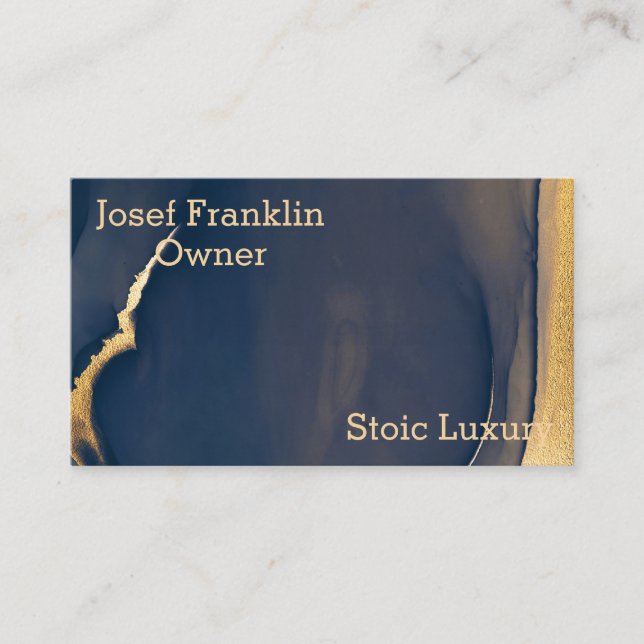 Contemporary Masculine Abstract Gold and Navy Business Card (Front)