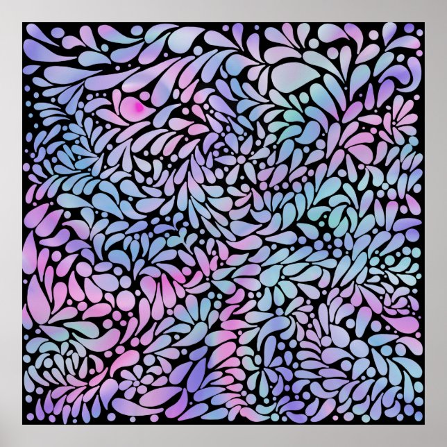 Contemporary mermaid colored petals canvas print (Front)