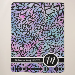 Contemporary mermaid coloured petals sherpa blanket