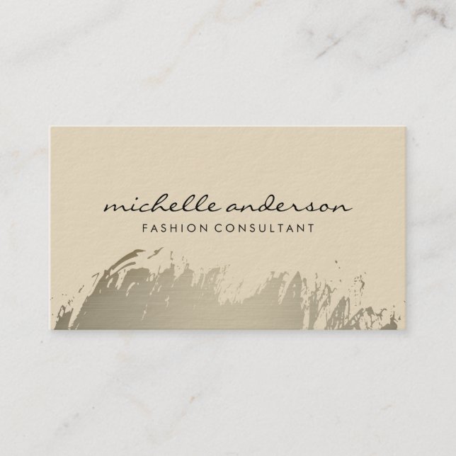 Contemporary Metallic Brushed Business Card (Front)