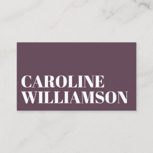 Contemporary Minimal Bold Typography Dark Mauve Business Card