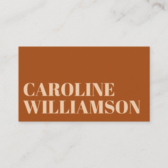 Contemporary Minimal Bold Typography Terracotta Business Card (Front)
