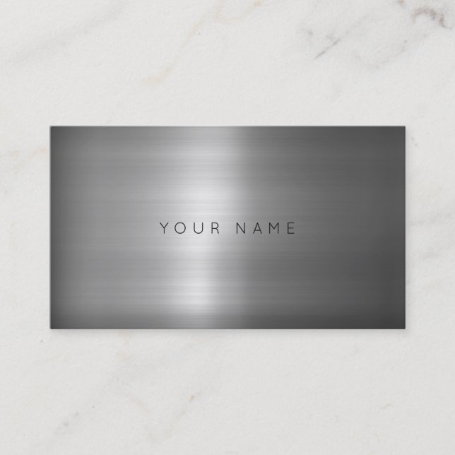 Contemporary Minimalism Metallic Silver Gray Vip Business Card (Front)