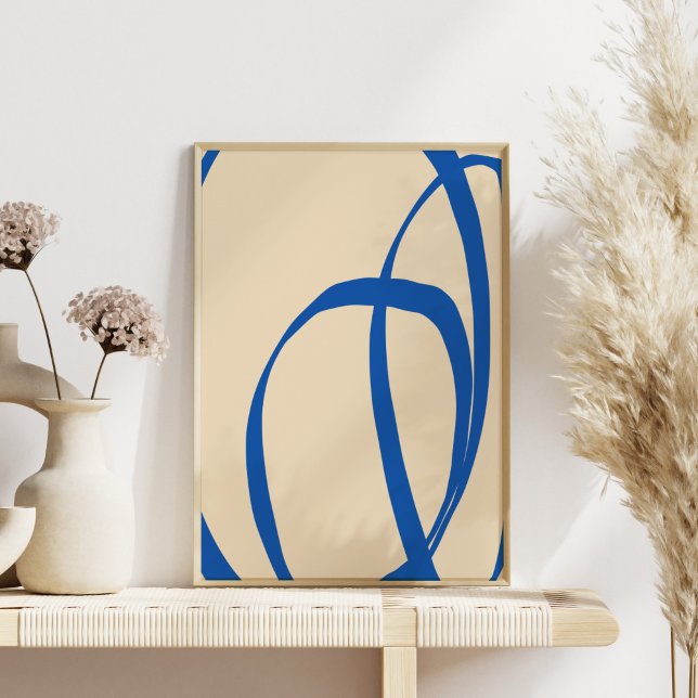 Contemporary Minimalist Blue Abstract Line Art Poster (Creator Uploaded)
