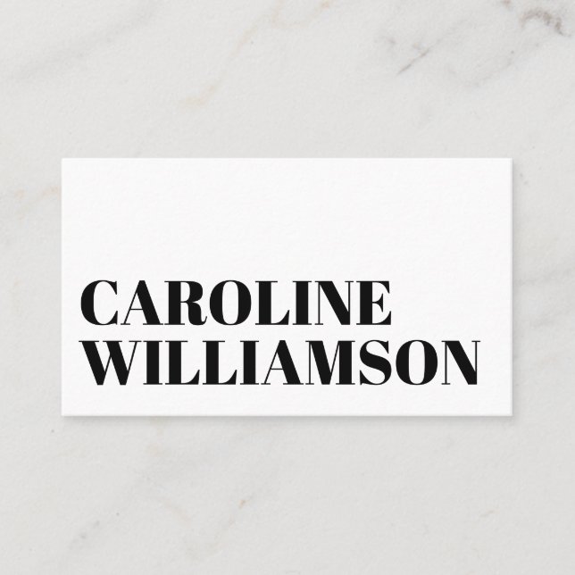 Contemporary Minimalist Bold Name Black White Busi Business Card (Front)
