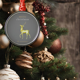 Contemporary Minimalist Christmas Gold Reindeer Metal Tree Decoration