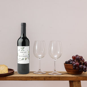 Contemporary Minimalist Eucalyptus Wine Label