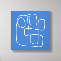 Contemporary Minimalist Line Art Drawing in Blue