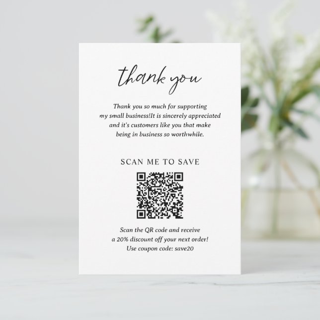 Contemporary Minimalist Modern Business Thank You Card (Standing Front)
