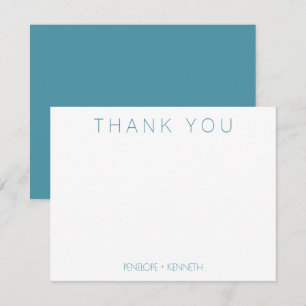 Contemporary Minimalist Personalised Teal Wedding Thank You Card