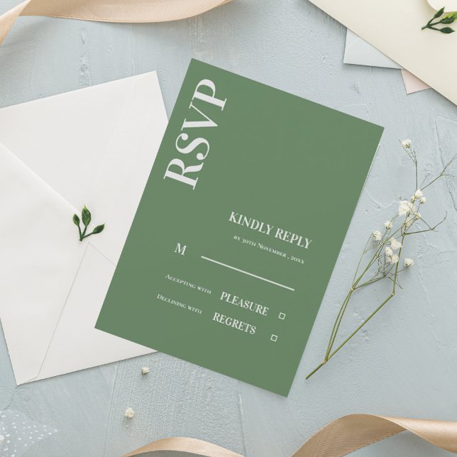 Contemporary Minimalist Sage Green Wedding RSVP Po (Creator Uploaded)