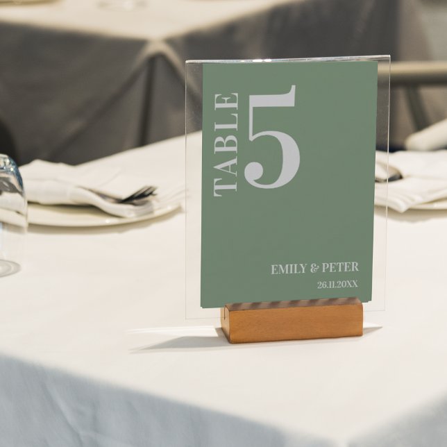 Contemporary Minimalist Sage WEDDING Table Number (Creator Uploaded)