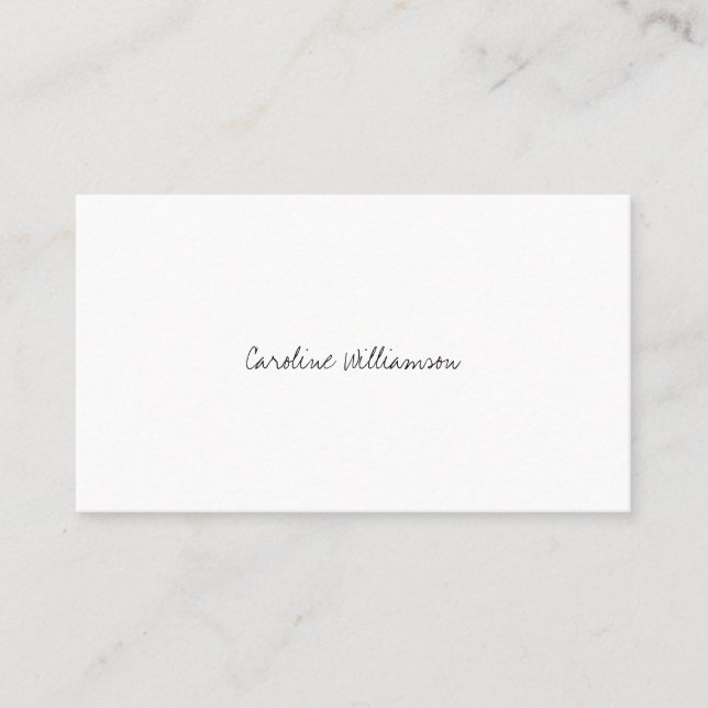 Contemporary Minimalist Script Name Black White  Business Card (Front)