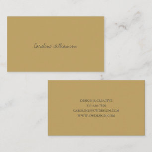 Contemporary Minimalist Script Name Mustard Yellow Business Card