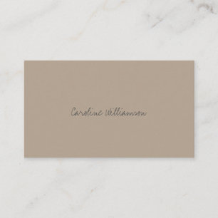 Contemporary Minimalist Script Name Tan Brown QR Business Card