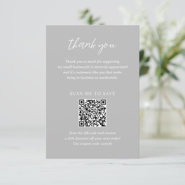 Contemporary Minimalist Slate Grey Modern Business Thank You Card (Standing Front)
