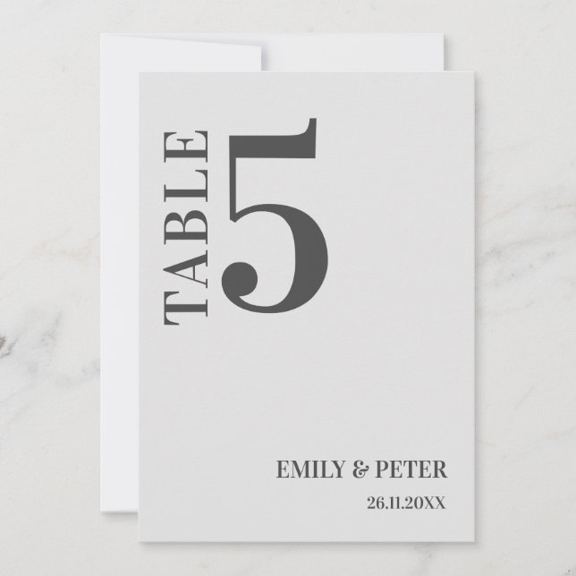 Contemporary Minimalist White WEDDING Table Number (Front)