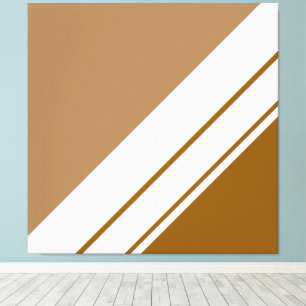 Contemporary Mocha Brown White Racing Stripes Canvas Print
