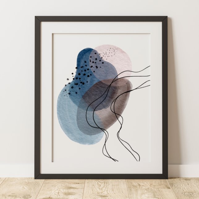 Contemporary Modern Abstract Art Blue Pink Black Poster (Creator Uploaded)