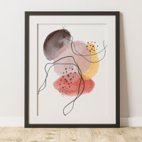 Contemporary Modern Abstract Art Pink Yellow Black