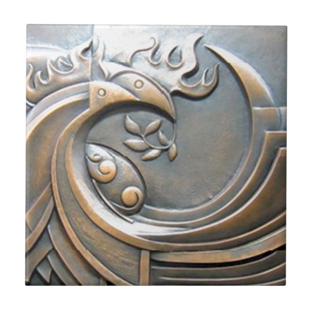 contemporary modern abstract tribal bronze art tile (Front)