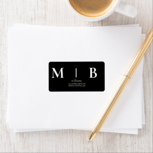 Contemporary Modern B/W Monogram Wedding Address Label
