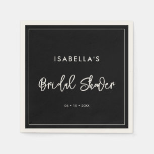 Contemporary modern black Bridal Shower Napkin